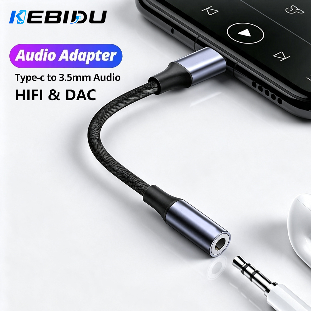 Audiophile Headphone Wired - KEBIDU อะแดปเตอร์แปลง Type C เป็น 3.5