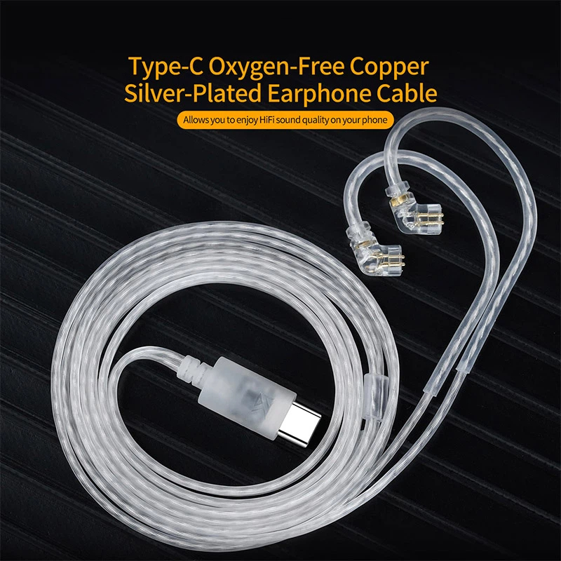 Usb C Earphone - สายหูฟัง KZ OFC ชุบเงิน สายอัพเกรด Type-c