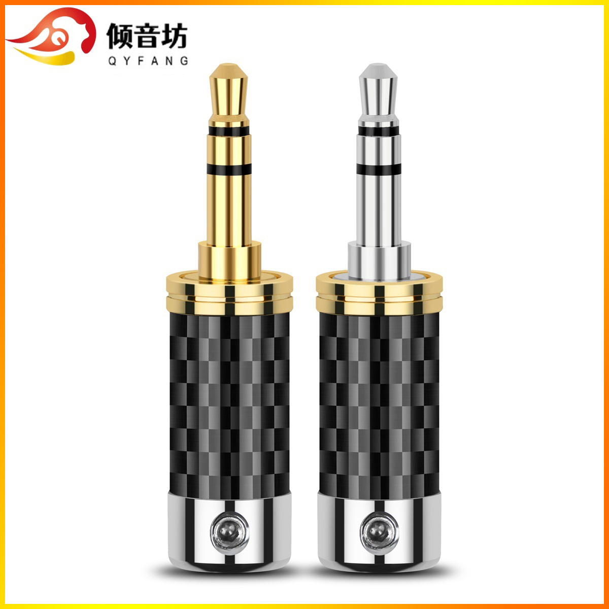Audiophile Headphone Wired - QYFANG 3.5 มม.3 ขั้วStereoอะแดปเตอร์โลหะคาร์บอนไฟเบอร์แจ็คทองแดงชุบโรเดียมปลั๊กหูฟังหูฟังสายไฟ
