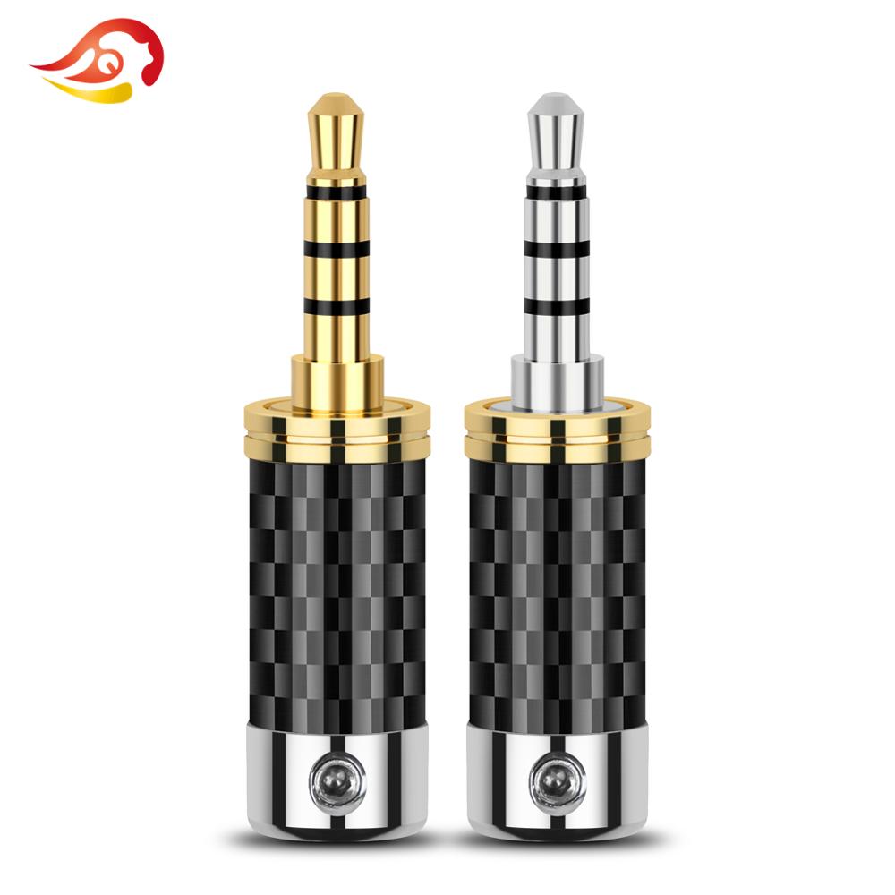 Audiophile Headphone Wired - QYFANG 3.5 มม.4 Pole Balancedอะแดปเตอร์สเตอริโอคาร์บอนไฟเบอร์แจ็คทองแดงชุบโรเดียมปลั๊กหูฟังหูฟังสายไฟ