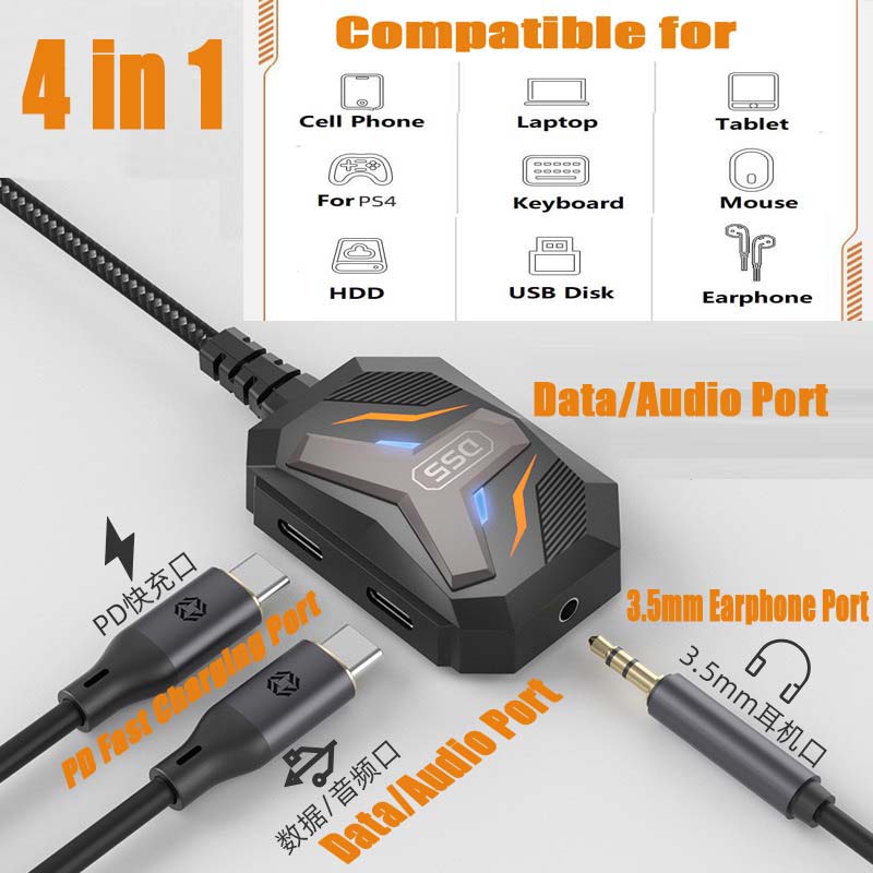 Earphone Splitter Jack - ตัวแปลงแยกสัญญาณ Type C เป็นช่องเสียบแจ็คสเตอริโอ 3.5 มม.