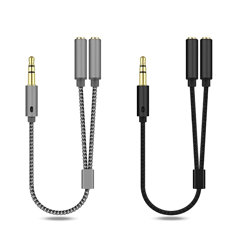 Earphone Splitter Jack - แจ็คแยกสัญญาณเสียง3.5มม. อะแดปเตอร์เชื่อมต่อหูฟังสเตอริโอ3.5มม. 1ตัวผู้เป็นตัวเมีย2ตัวอุปกรณ์เสริมสำหรับหูฟัง