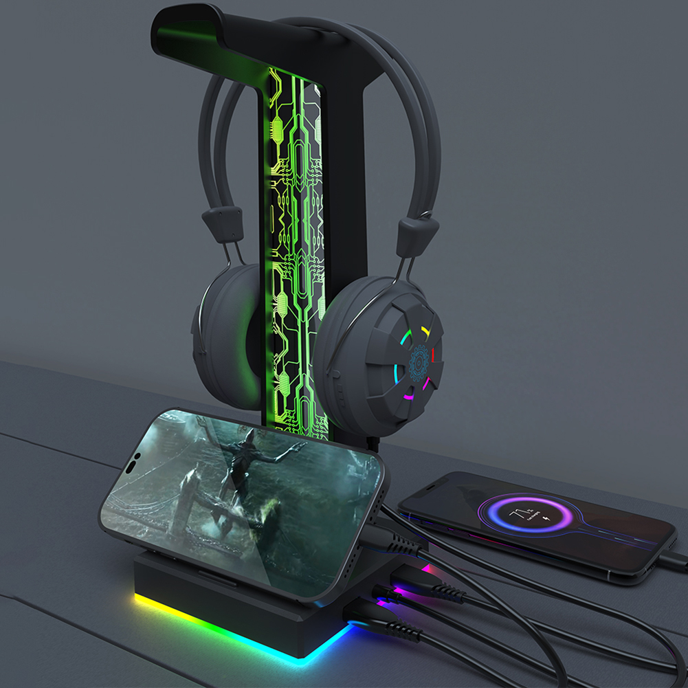 หูฟังสำหรับเล่นเกม RGB พอร์ต U - Headphone Stand Desk บทวิจารณ์และราคา